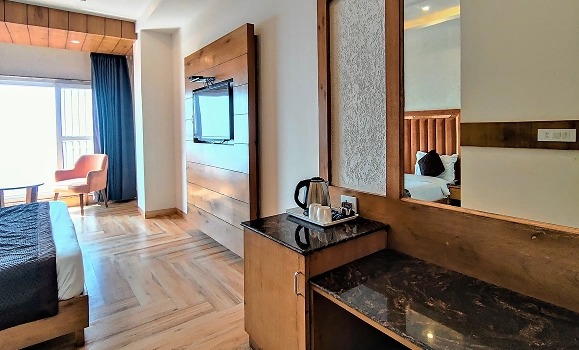 Luxury Inn Mussoorie room interior and tea station